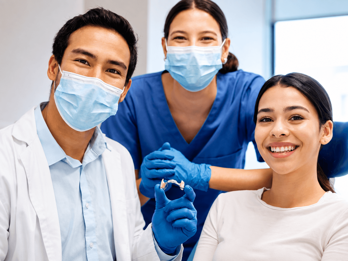 Dental team and patient